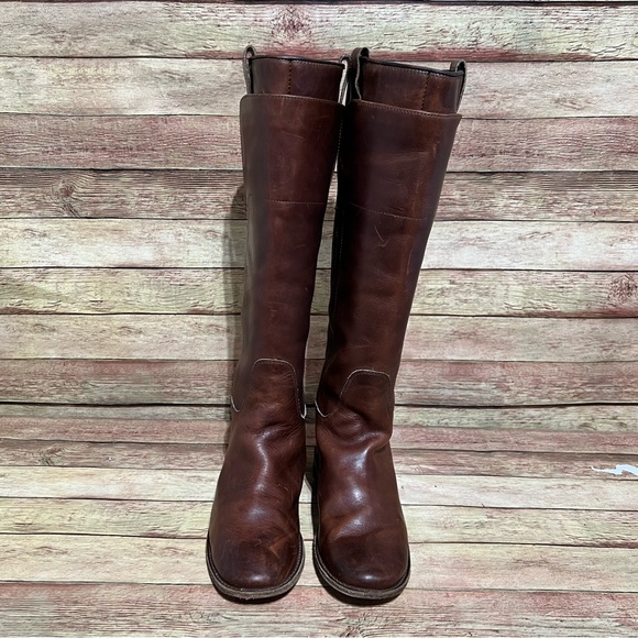 Frye Brown Leather Paige Tall Riding Boots - Picture 9 of 11